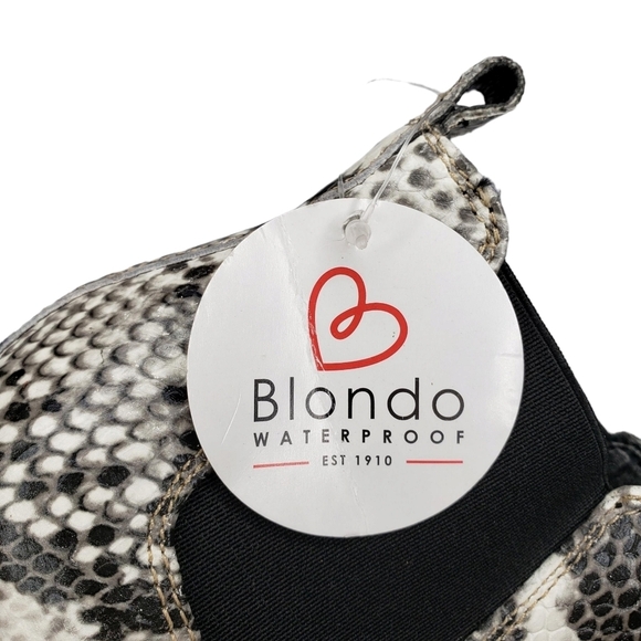 Blondo | NWOT Waterproof Leather Cream Snake Print Ankle Booties Women's 5.5 - Picture 9 of 14